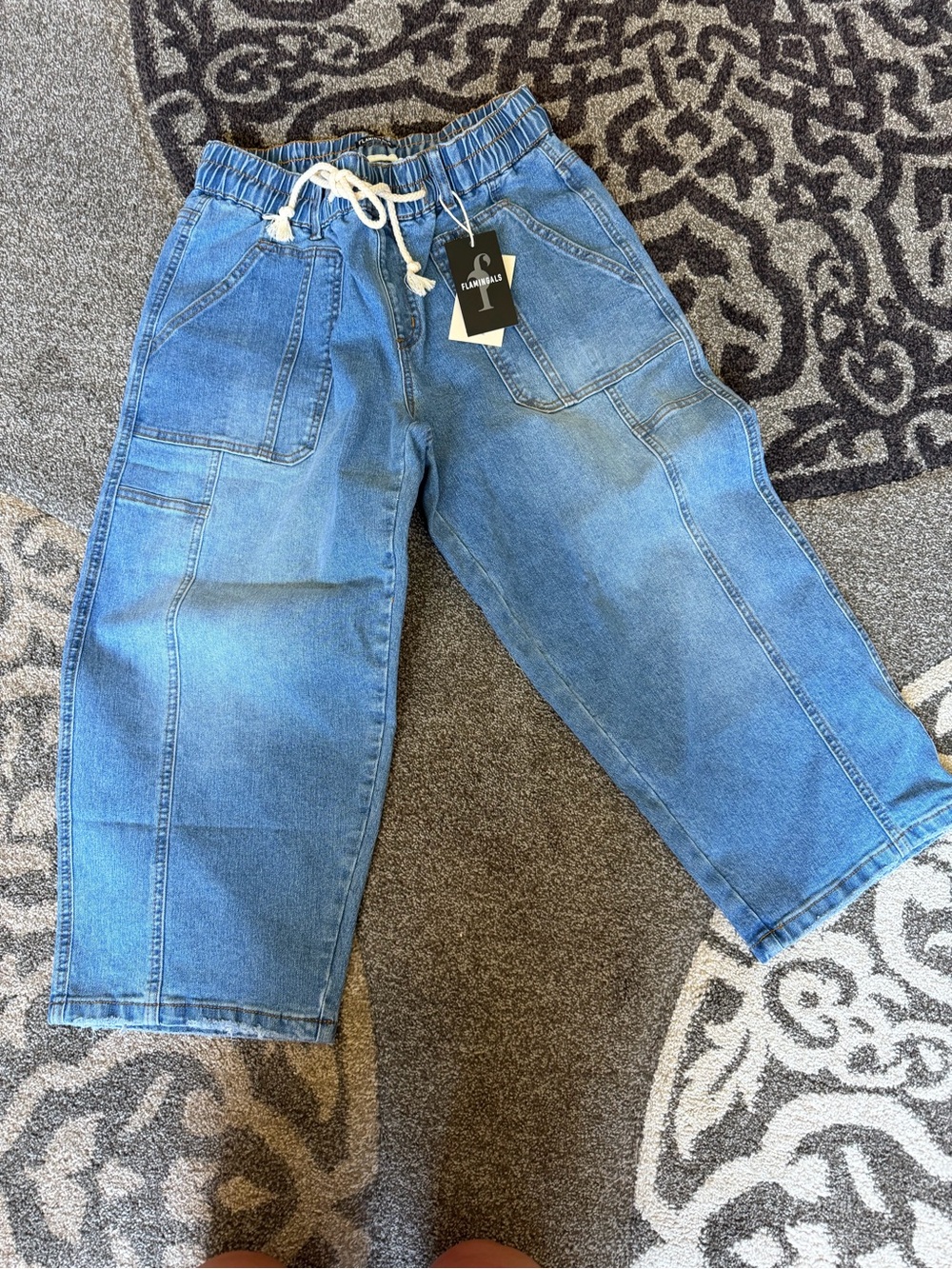 Flanella Blue Cropped Women's Denim Jogger Jeans